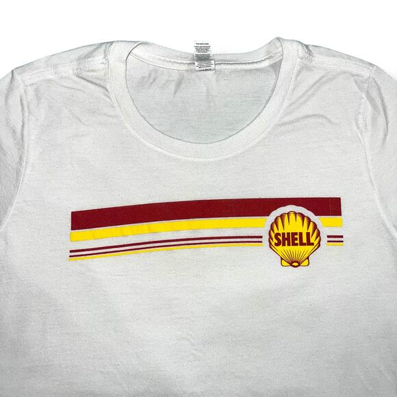 District Womens Perfect Tri T Shirt Graphic Print Shell Gas Station Retro Large - Picture 2 of 7